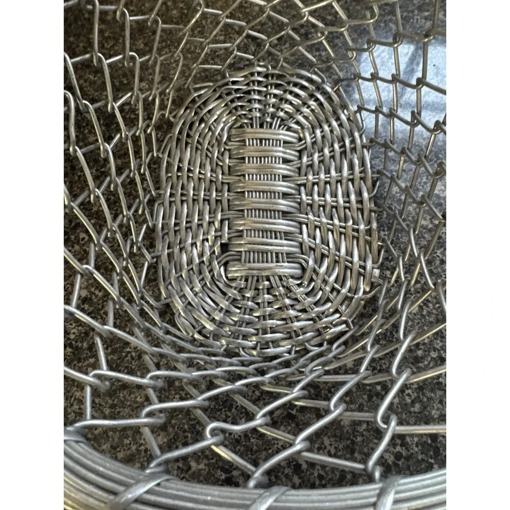 Vintage Aluminum Wire Basket with a Braided Handle‎